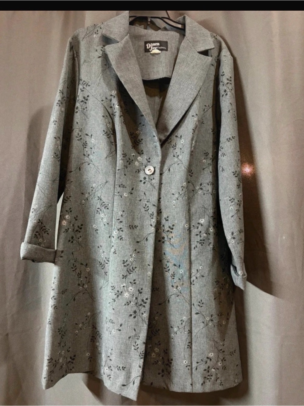 Dawn Joy Light Gray Floral  Coat